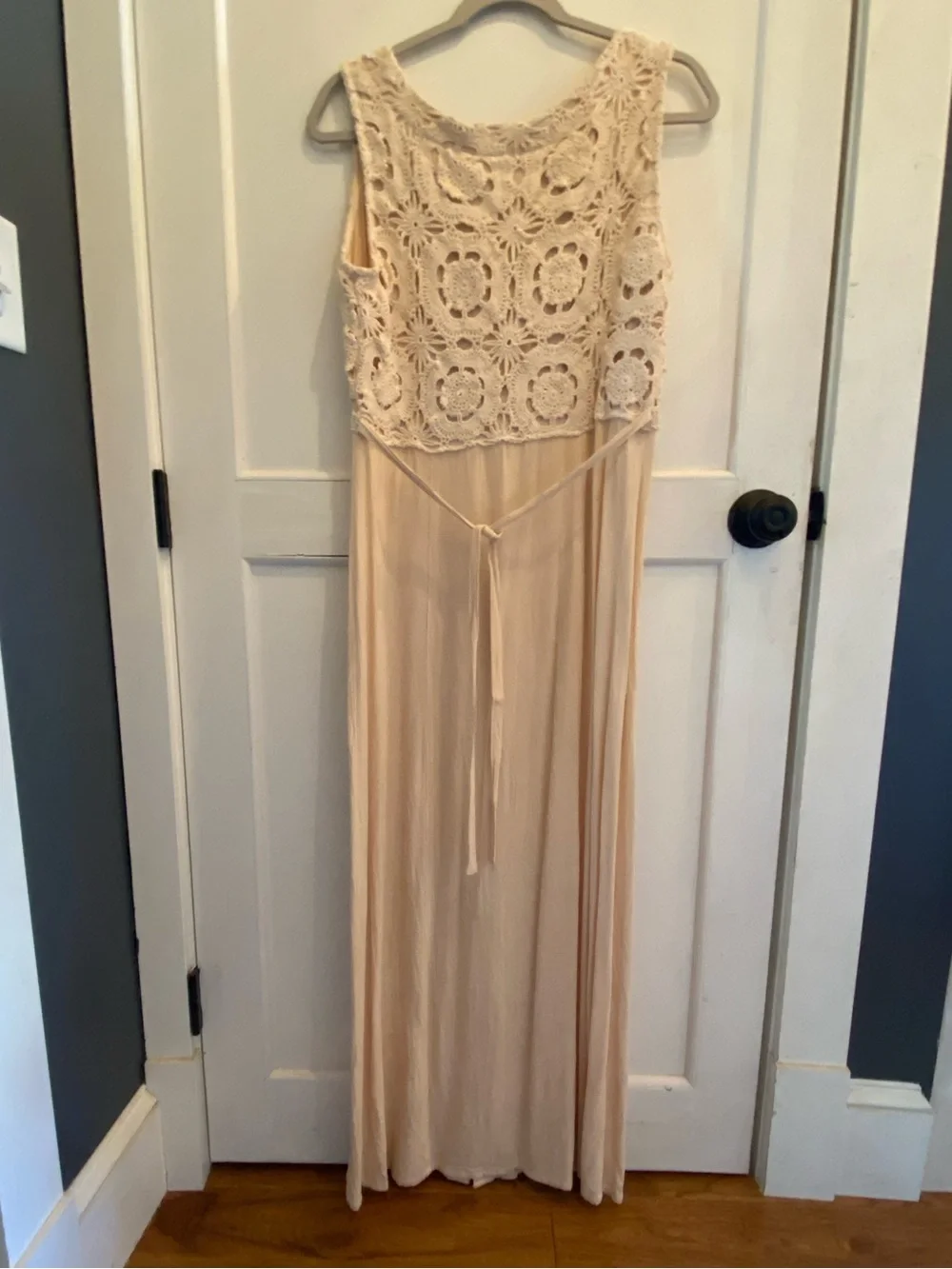 Crochet Bodice Maxi Dress in Cream